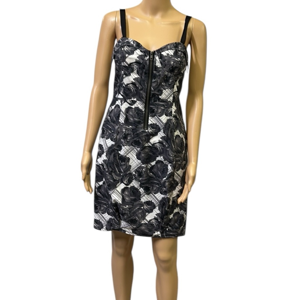 Urban Outfitters Kimchi Blue Corset Sleeveless Floral Black White Pocket Dress M